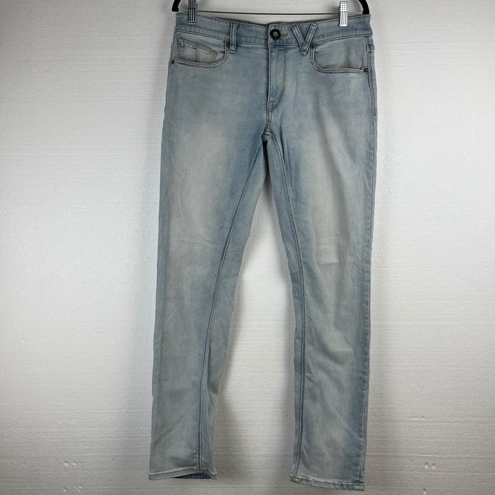 Volcom Vorta Slim Tapered Jeans Mens 31 (Measures 33) Light Wash Denim Skater‎